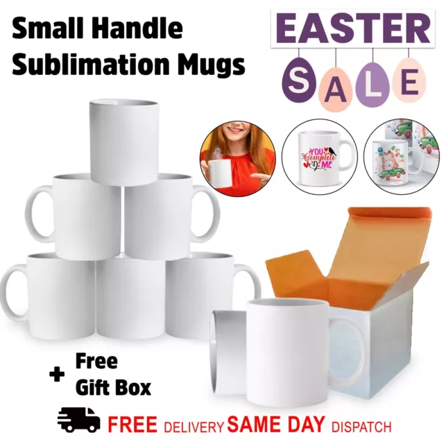 Sublimation Mugs 11oz White Small Handle ORCA Coated Heat Press +Gift Boxes