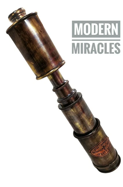 Catalejo náutico Telescopio pirata de latón macizo montado antiguo,...