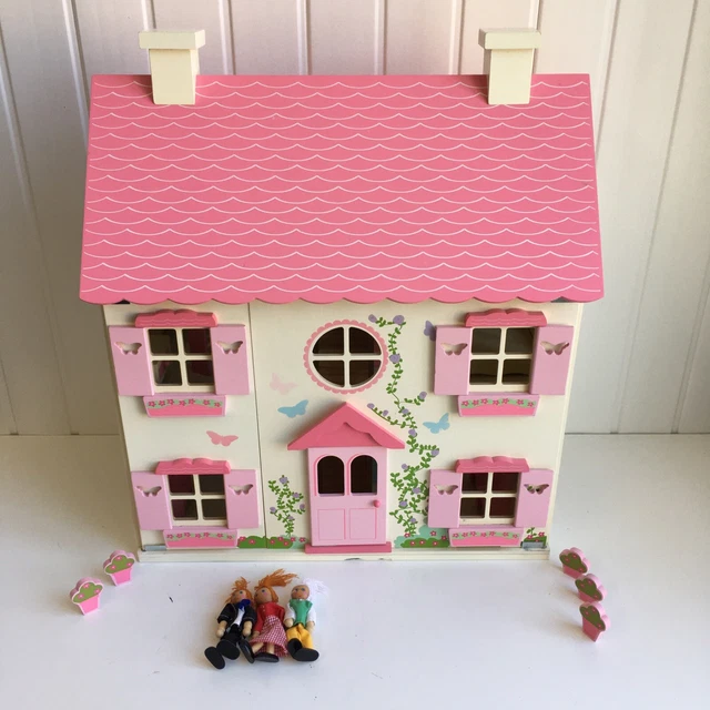 ELC EARLY LEARNING Centre Pink Wooden Dolls House w/ Accessories BR £15.00 PicClick UK