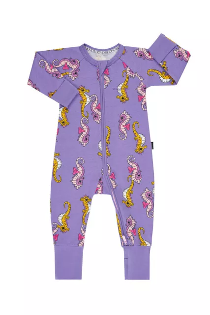 Bonds Baby Long  Zippy Wondersuit Romper size 0 Colour Purple Seahorse