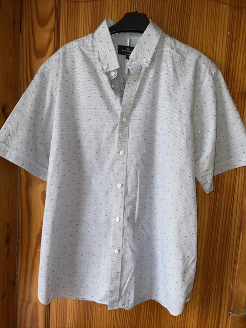 Mens Shirt Size Large Check Blue Harbour Short Sleeve Blue Marks & Spencers 