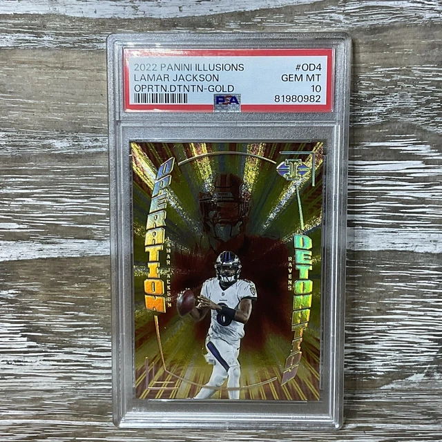 Lamar Jackson 2022 Illusions Operation Detonation Gold Foil #Od-4 14/25 Psa 10