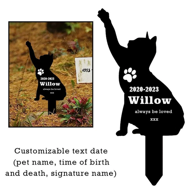 Cat Memorial Grave Stake Iron Pet Memorial Stake Cat Prints Grave Marker Blac F7