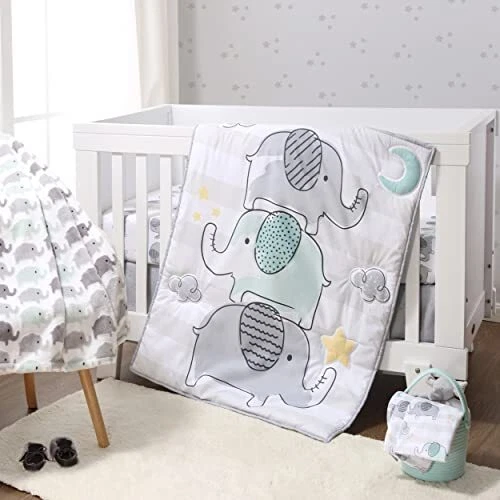 Elephant Crib Bedding Set for Boys or Girls, 5 Pieces