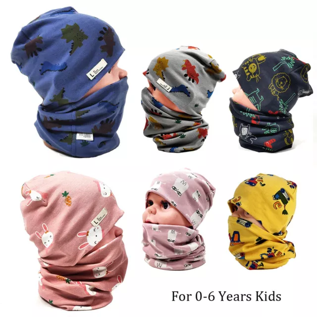 Kids Baby Autumn Winter Hat and Collar Scarf Set Infant Toddler Warm Beanie Caps