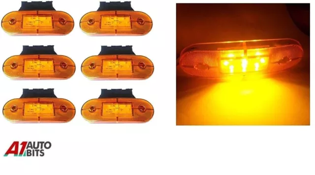 6x 12v Led Amber Orange Side Marker Lights Indicator Trailer Truck Lorry Van Bus