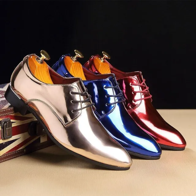 2023 Lacquer Leather Men's Wedding Shoes Pointed Dress Shoes Large