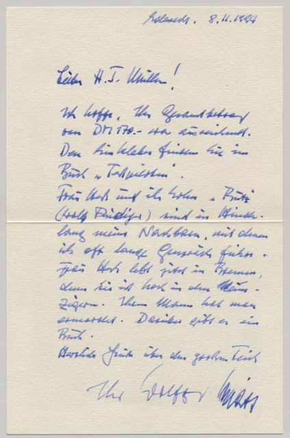 Wolfgang Spate Autograph Signed Letter, German WWII Ace, Knight's Cross Winner
