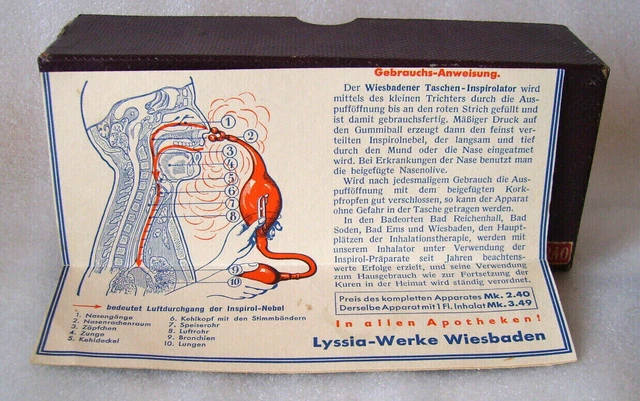 Rarität Medizintechnik Vintage-Box Wiesbadener Taschen-Inspirolator