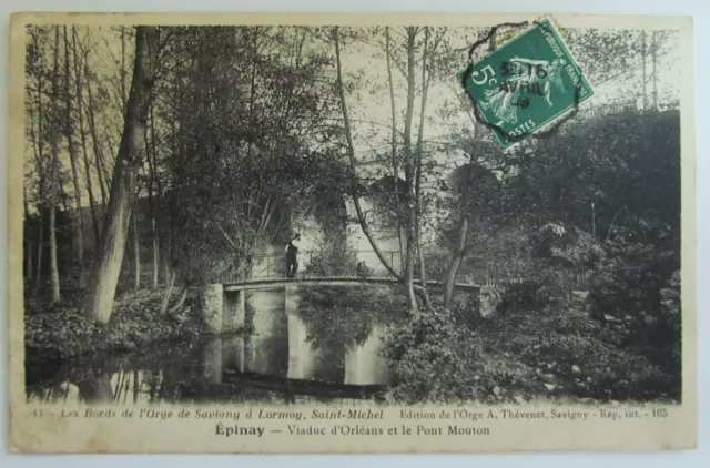 CPA 91 EPINAY, Viaduc d'Orléans et le Pont Mouton, les bords de l'Orge, 1909