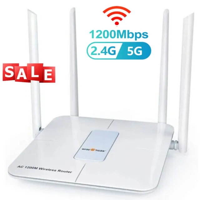 Wise Tiger AC1200 2.4G & 5.0G Wireless Dual Band Gigabit WiFi Router Home Office