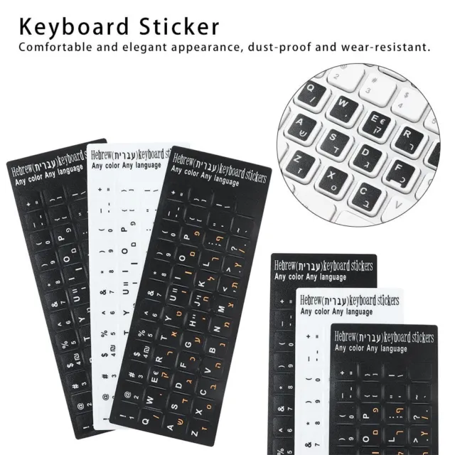 Desktop Computer Keyboard Stickers Hebrew Letter Label Sticker Alphabet Layout