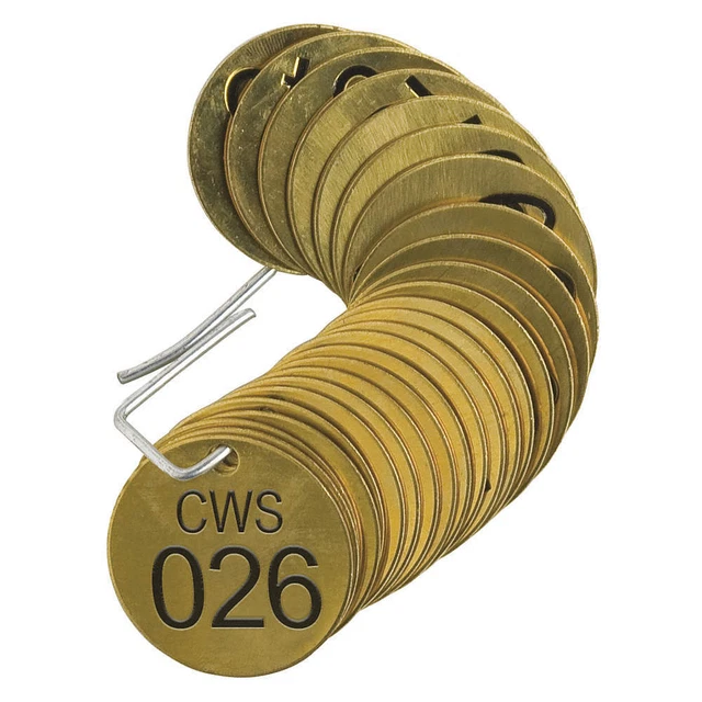 BRADY 87121 Numbered Tag,Brass,1 1/2in W,PK25