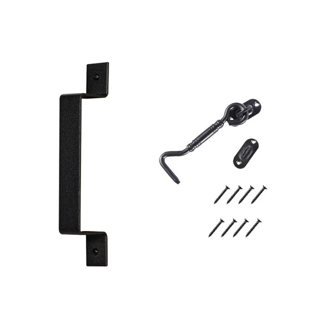Sliding Barn Door Handle Pull And Flush Gate Hardware Kit Set Matte Black