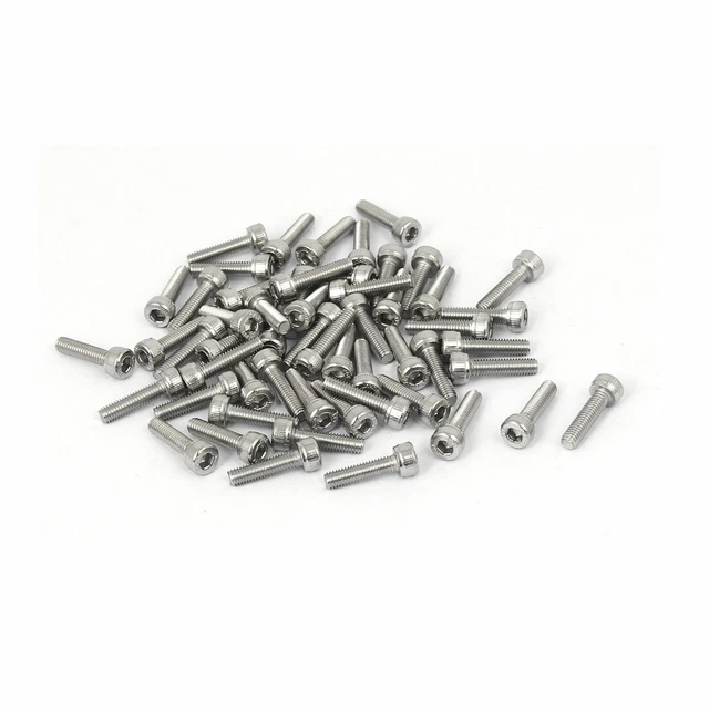 M3x12mm Thread 304 Stainless Steel Hex Socket Head Cap Screw Bolt DIN912 55pcs