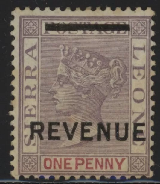 Sierra Leone Queen Victoria 1d lilac & carmine revenue OP stamp mint