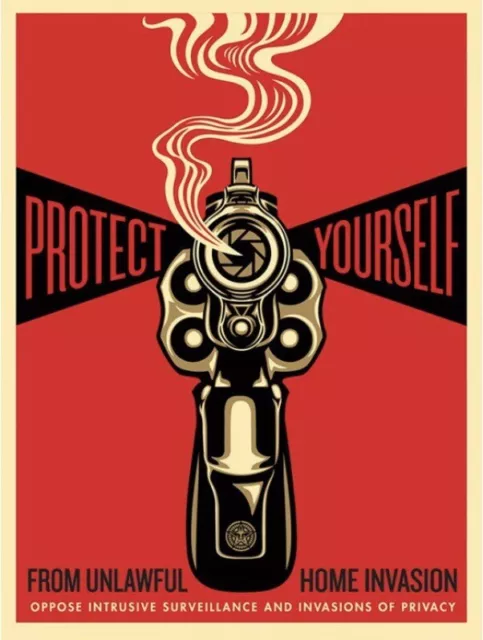 Shepard Fairey Obey PROTECT YOURSELF Signed Numbered Screen Print xx/300 RARE!