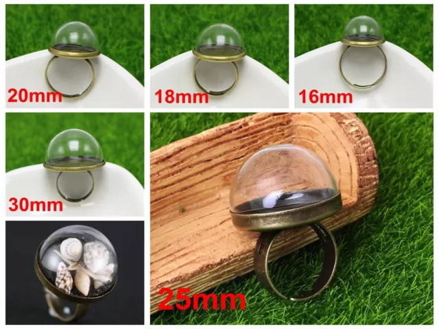 DIY Miniature Glass Display Globe Bottle Dome with Alloy Base Memory Locket 35mm