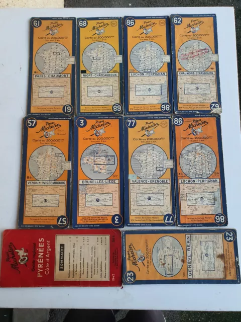 Lot de 10 cartes MICHELIN années 1930-1940.