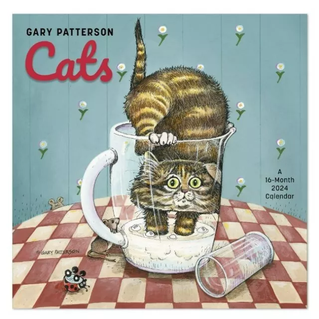 GARY PATTERSONS CATS 2024 16 Month 12" x 24" Monthly Wall Calendar NEW