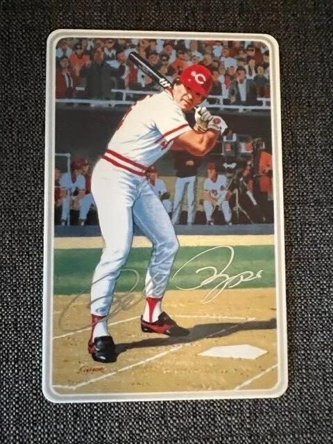 1985 Gartlan Pete Rose Cincinnati Reds Ceramic Baseball Card in Cardboard Holder