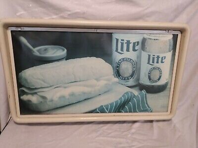 VINTAGE BAR Miller Lite Beer Sign 1985 30" X 18" X 7" LIGHT UP WALL SIGN