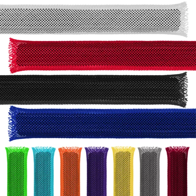 Polyethylene Terephthalate (PET) Expandable Braided Sleeves - Sizes & Colors