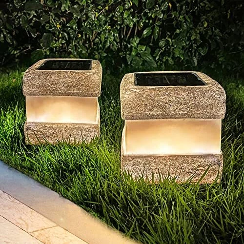 2 Pack Solar Rock Lights Outdoor - Solar Powered Landscape Ground Fake Rocks ...