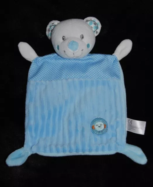 Doudou plat ours bleu SIMBA TOYS NICOTOY pois blanc poussin oiseau brodé TTBE