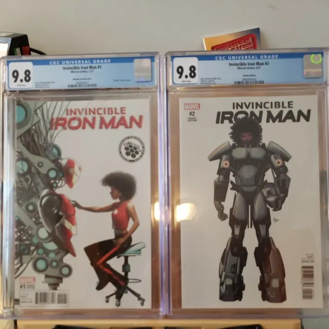 Invincible Ironman #1, #2 1:10 Variants Cgc 9.8 Riri Ironheart Williams Disney+