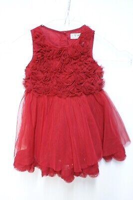 Next Girls Net Embellished Occasion Dress - Dark Red - Age 9 12 Months (Na36)