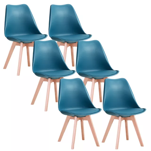 Pack de 6 Sillas de comedor, silla diseño nórdico con asiento acolchado, verde