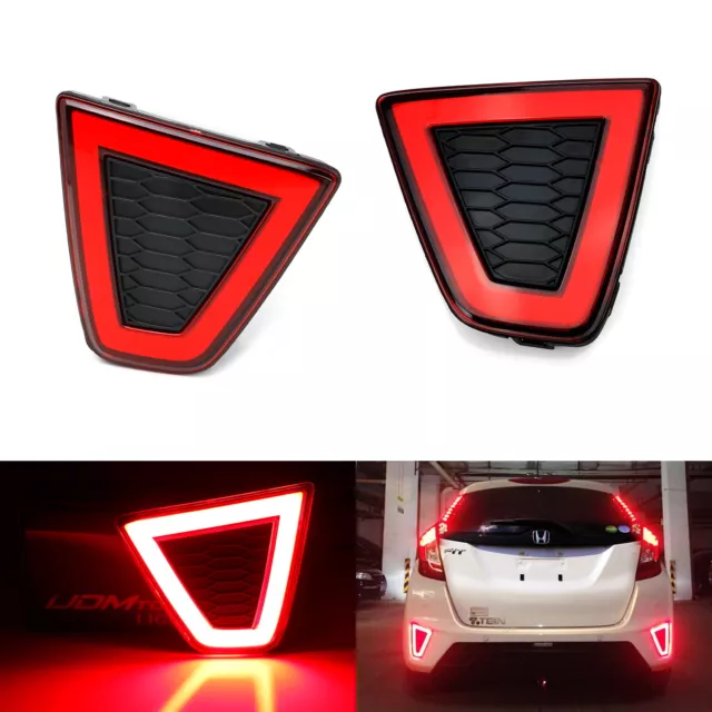 Red Lens JDM LED Rear Bumper Reflector Light Assy For 15-17 Pre-LCI Honda FIT