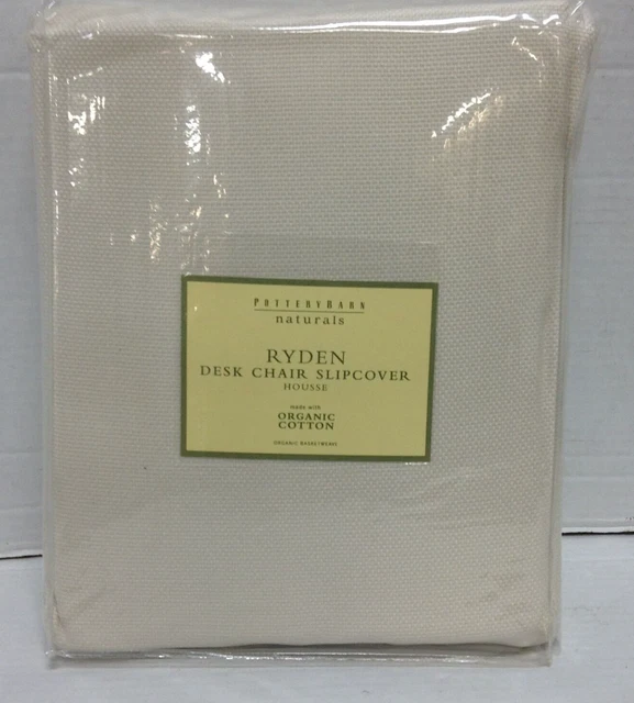Pottery Barn Ryden desk chair organic cotton basketweave slipcover natural