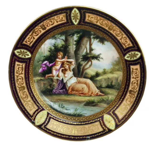 Royal Vienna Prunk Teller Royal Vienna  Plate Nymphe Und Liebes Putto   Um 1890