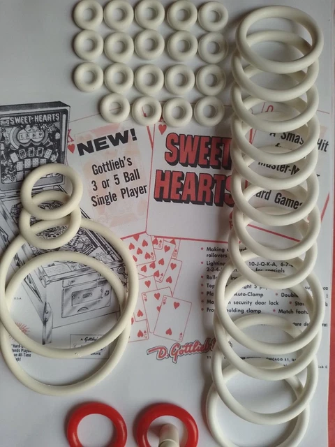 Kit élastiques Caoutchouc Pour Flipper Gottlieb Sweet Hearts - Neuf - Pièces Détachées