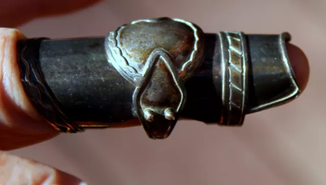 Very Old Sterling Silver Finger Knuckle Armor Ring Articulated Gothic Medieval