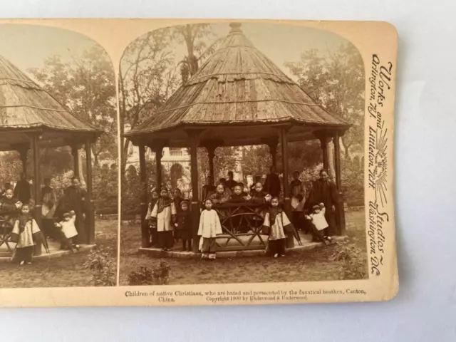 China Stereoview Early 1900s Christian Children Canton China