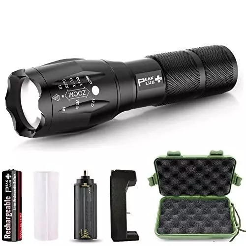 PeakPlus Rechargeable Tactical Flashlight LFX1000 (18650 Battery and Charger