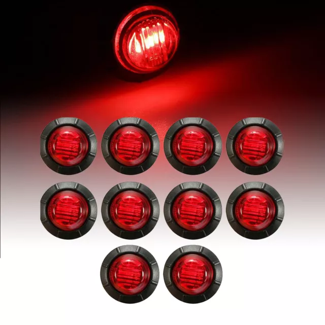 10PCS Red Rear Side Marker Lights Lamps Position Truck Trailer Lorry 12v SMD Led