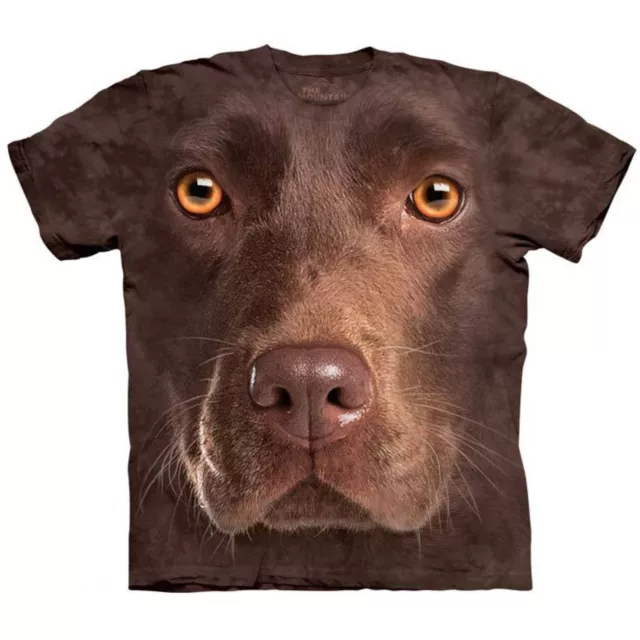Chocolate Lab Face T-Shirt Oversized Print Dog Mountain 100% Cotton Adult