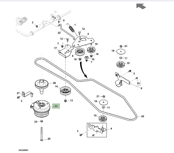 GENUINE JOHN DEERE X166R Ride On Mower Transmission Belt Clutch GY21285