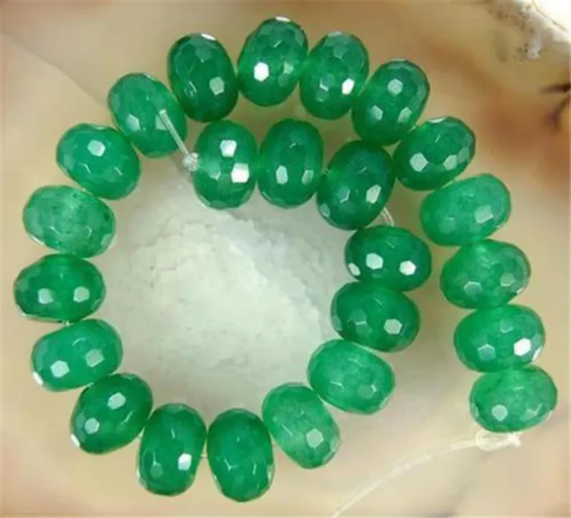 5x8mm Green Emerald Gemstone Faceted Rondelle Loose Beads 15"