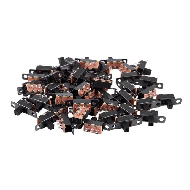 50 PC-ON / to 2 position 1P2T SPDT panel sliding switch soldering iron SS12F1-G3 B4D4
