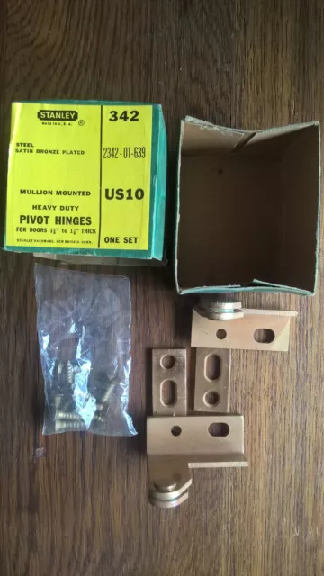 Stanley steel pivot hinges 1 set #342 US10 mullion mounted hardware original box