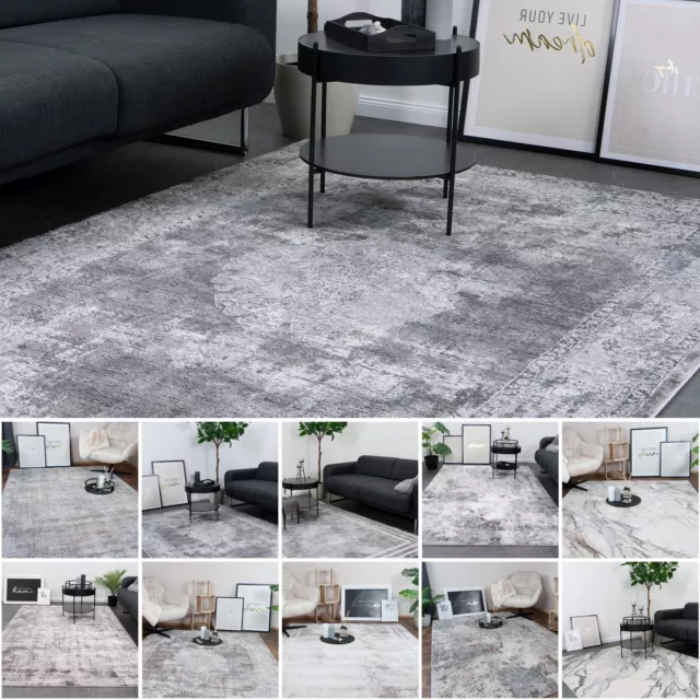 Tappeto soggiorno pelo corto moderno tappeto di design grigio beige vintage astratto
