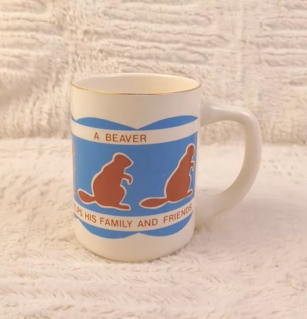 Vintage Beaver  COFFEE/Tea MUG Has Fun Works Hard Helps Family (5o)