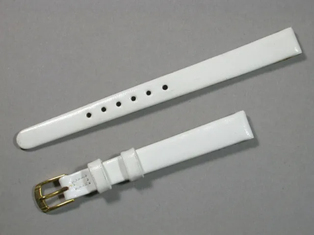 RIOS Clip-Uhrenarmband echt Leder Weiß 10mm breit vergoldete Schliesse 7450