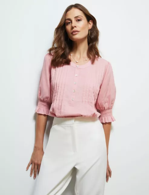 Liz Jordan - Womens Tops -  Tuck Linen Top