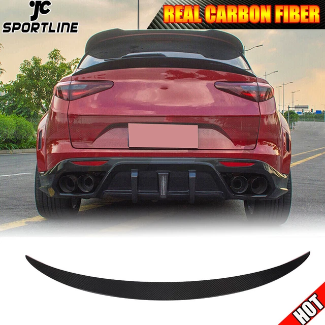 Fits Alfa Romeo Stelvio 2017-21 Dry Carbon Fiber Rear Trunk Middle Spoiler Wing